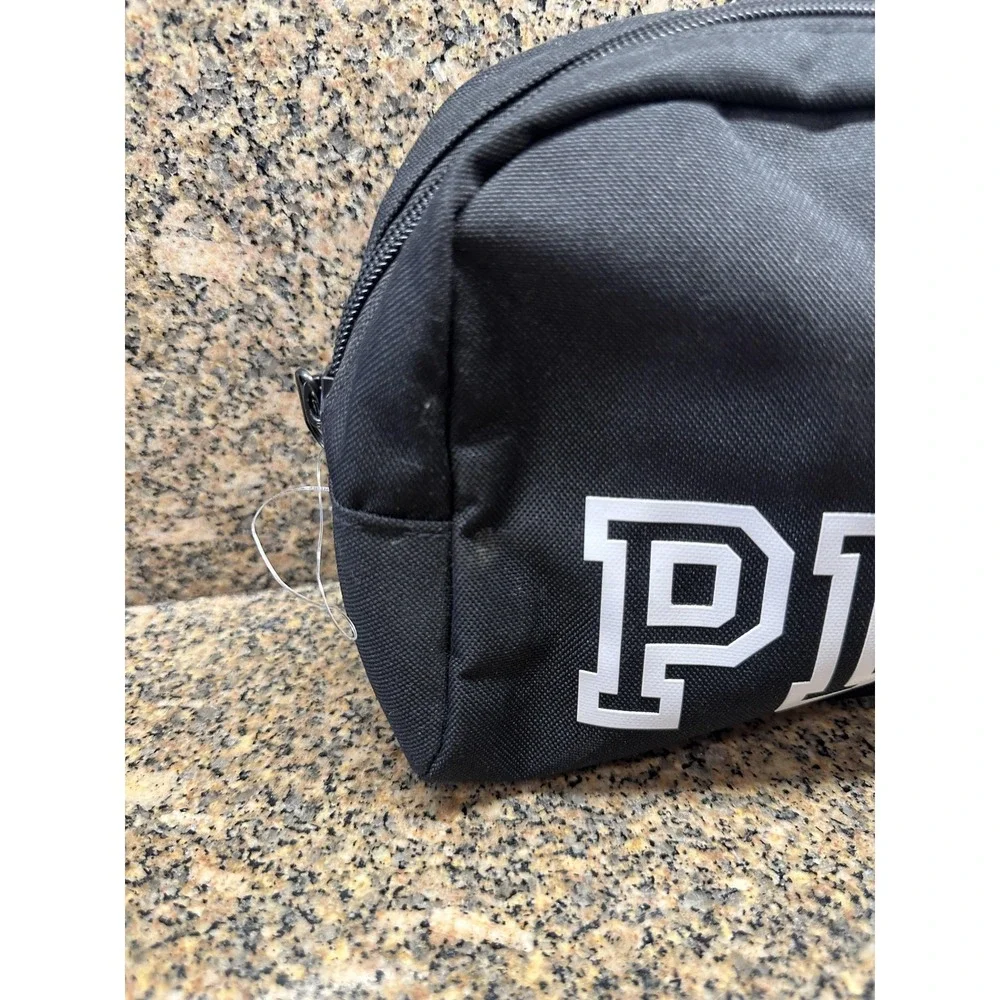 Victoria's Secret PINK Black Makeup Cosmetic Bag Travel‎ Toiletry Pouch Zip Case